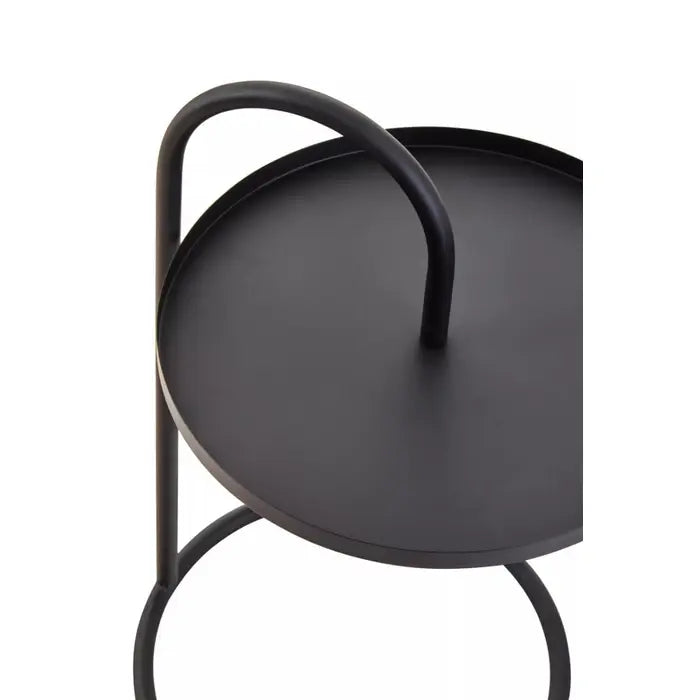 Trosa  Side Table, Black Hanging Top, Iron Frame