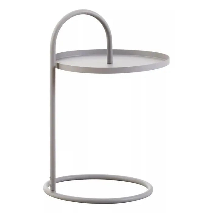 Trosa Side Table, Iron Frame, Grey Hanging Round Top