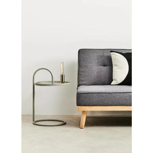 Trosa Side Table, Iron Frame, Grey Hanging Round Top