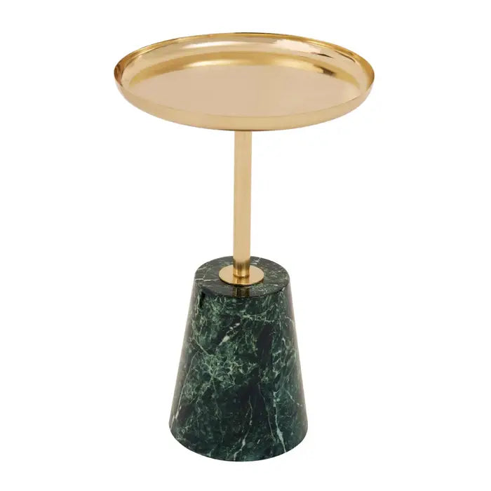 Avola Gold Side Table Green Marble Effect Base