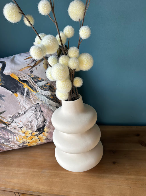 Iris Rustic Ceramic Vase, Curved Design, Cream