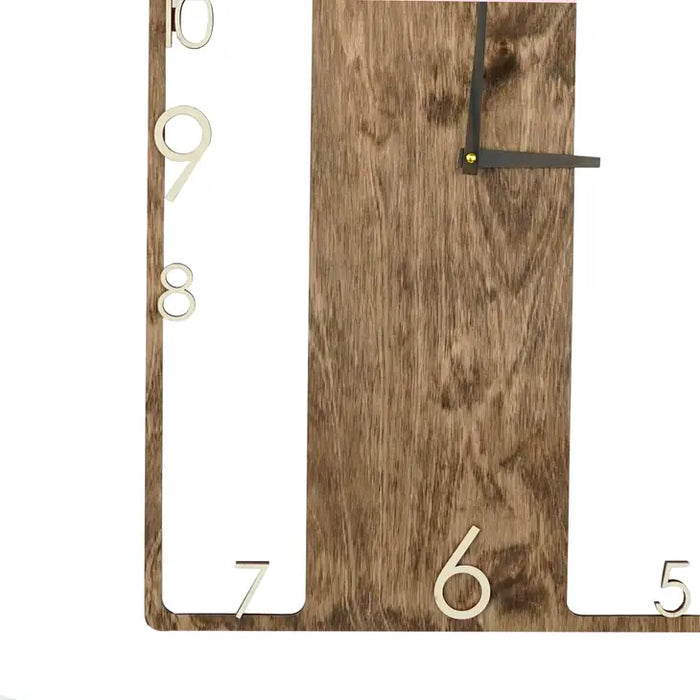 Handmade Rectangular Wall Clock, Natural Wood - 57 x 23 cm