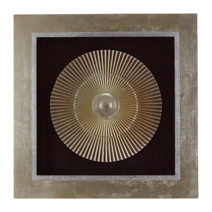 Framed Two Tone Gold Round Carving Wall Art