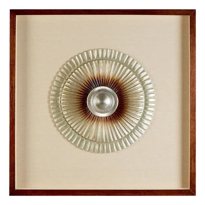 Framed Silver Round Carving Wall Art
