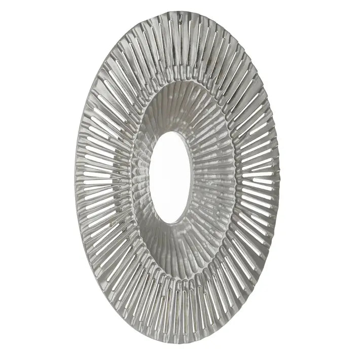 Oval Sculpture Metal Wall Art In Silver