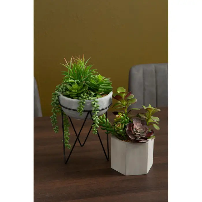 Artificial Fiori Mixed Succulent with Metal Stand