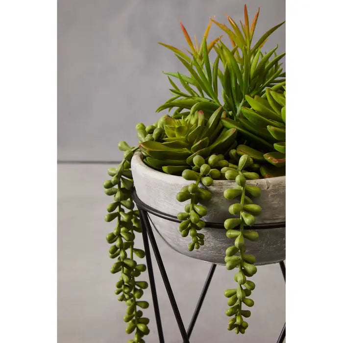 Artificial Fiori Mixed Succulent with Metal Stand