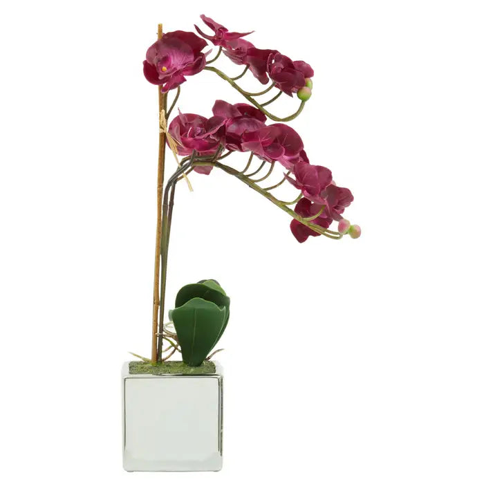 Artificial Fiori Aubergine Orchid Plant