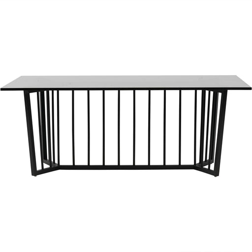 Angélique Rectangular Coffee Table, Black Stainless Steel Frame, Tinted Glass Top