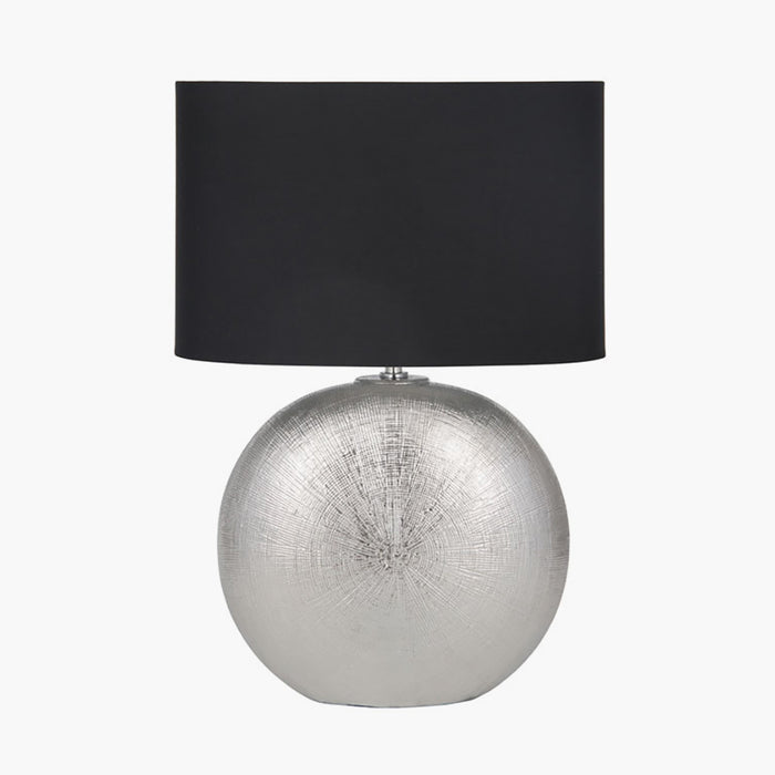 Alpha Silver Textured Ceramic Table Lamp (Due Back In 20/05/24)