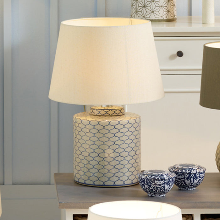 Demetri Grey & Blue Detail Ceramic Table Lamp