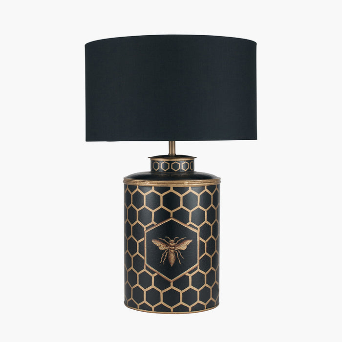 Black & Gold Honeycomb Hand Painted Metal Table Lamp Base