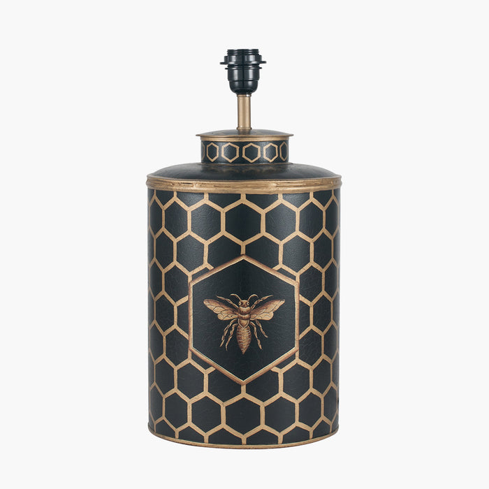 Black & Gold Honeycomb Hand Painted Metal Table Lamp Base