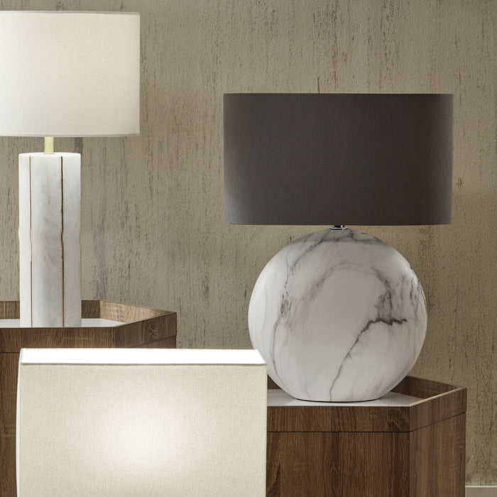 Crestola White Marble Effect Ceramic Table Lamp - Large