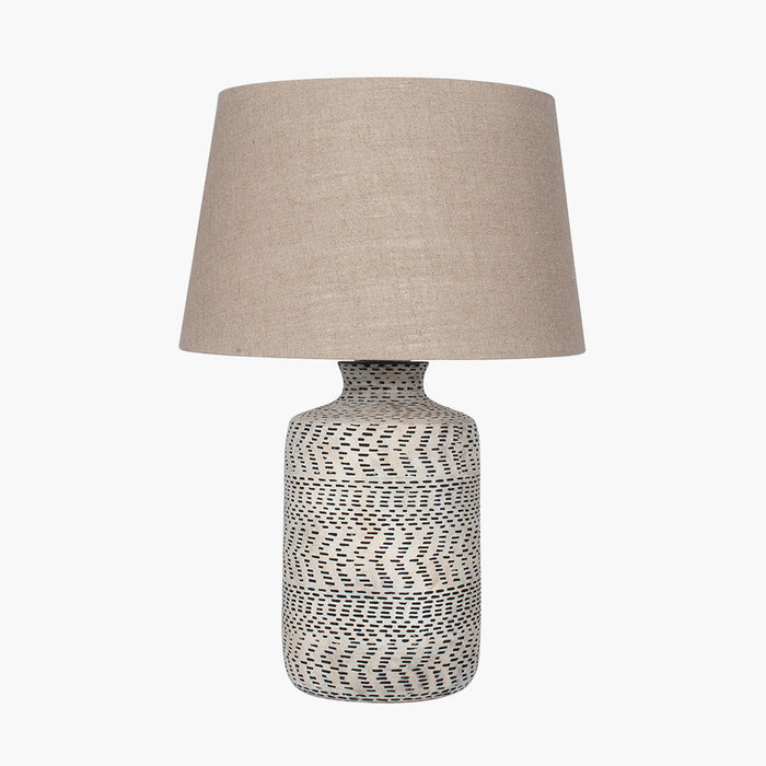 Atouk Textured Natural & Black Stoneware Table Lamp (Due Back In 30/05/24)