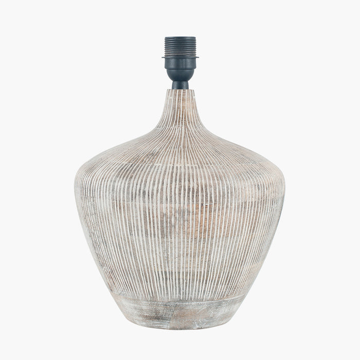 Manaia White Wash Textured Wood Table Lamp