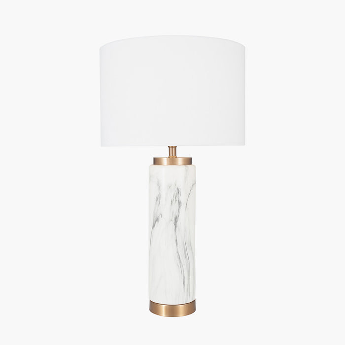 Carrara White Marble & Brass Tall Table Lamp