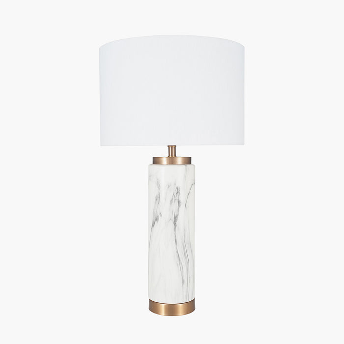 Carrara White Marble & Brass Tall Table Lamp