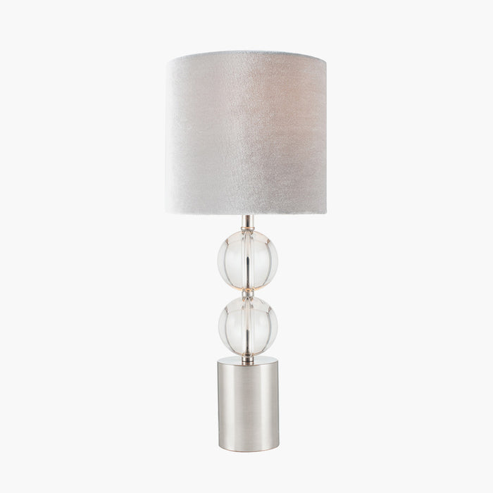 Harris Brushed Silver & Clear Glass Table Lamp