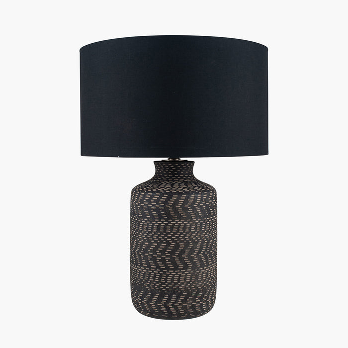 Atouk Textured Black Stoneware Table Lamp