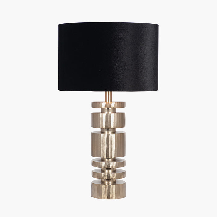 Elon Champagne Gold Metal Stacked Cylinder Table Lamp