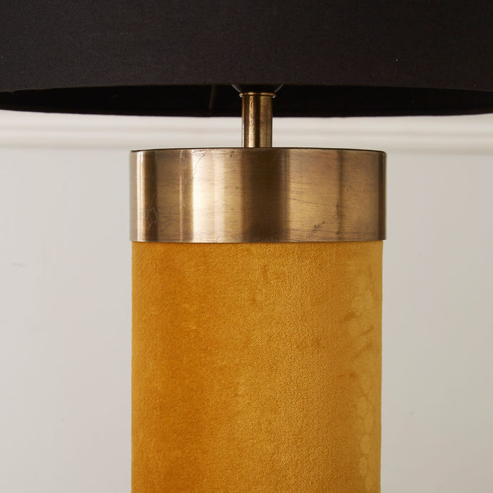 Dempsey Mustard Velvet & Antique Gold Metal Table Lamp