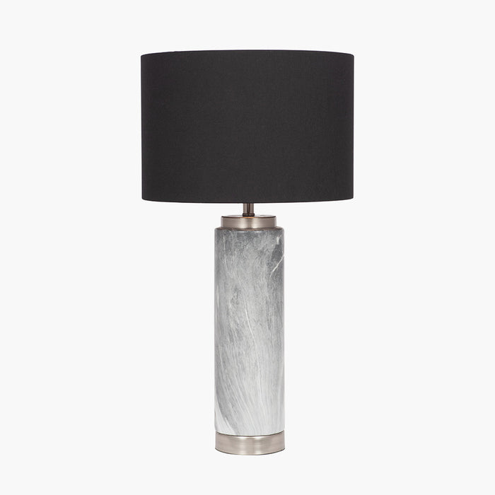 Carrara Grey Marble Effect Tall Ceramic Table Lamp (Due Back In 25/05/24)