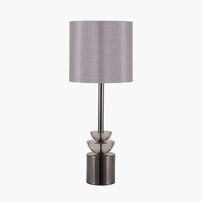 Arran Smoke Glass & Pewter Small Table Lamp