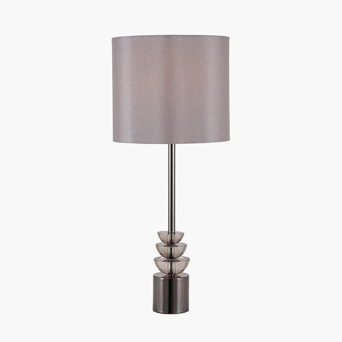 Arran Smoke Glass & Pewter Tall Table Lamp