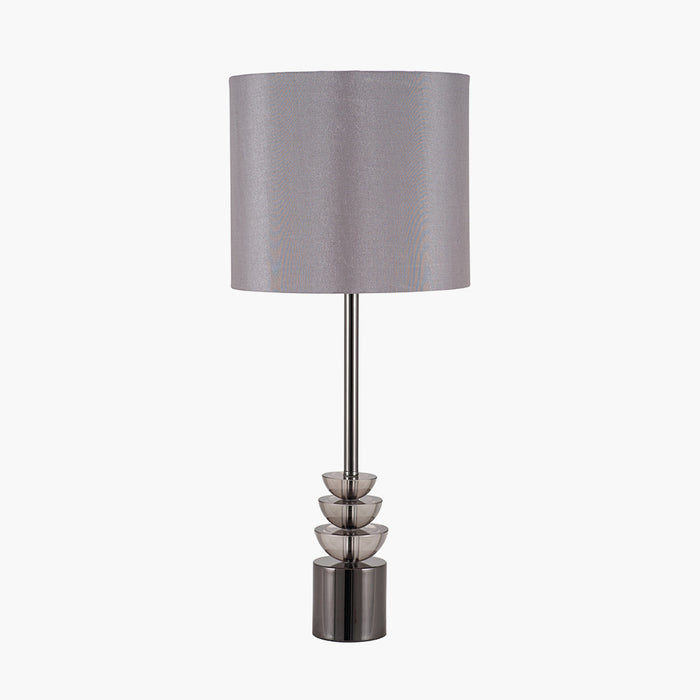 Arran Smoke Glass & Pewter Tall Table Lamp