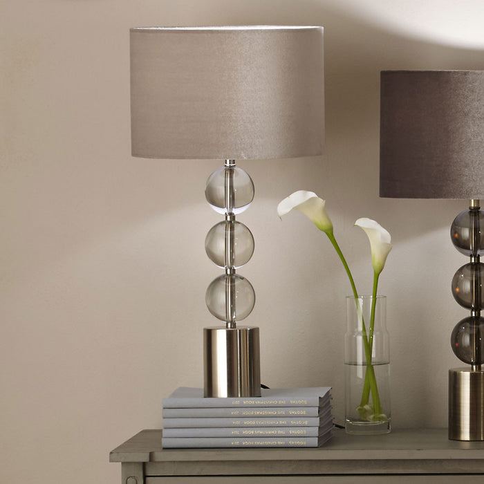 Harris Tall Brushed Silver & Clear Glass Table Lamp