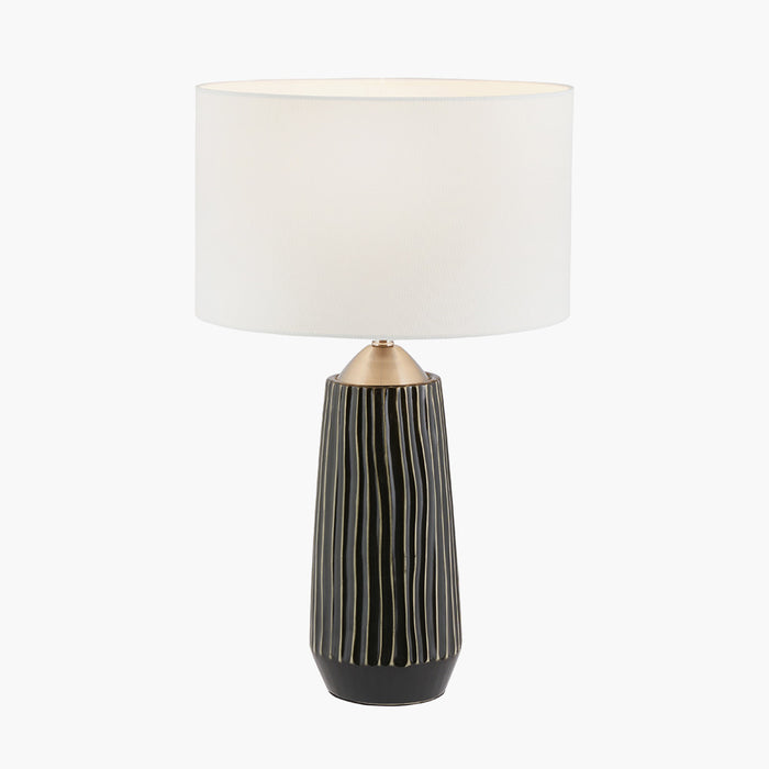 Artemis Black Textured Ceramic & Brushed Silver Tall Table Lamp