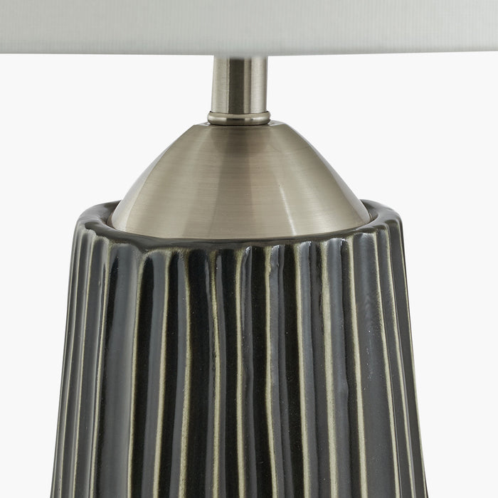 Artemis Black Textured Ceramic & Brushed Silver Tall Table Lamp