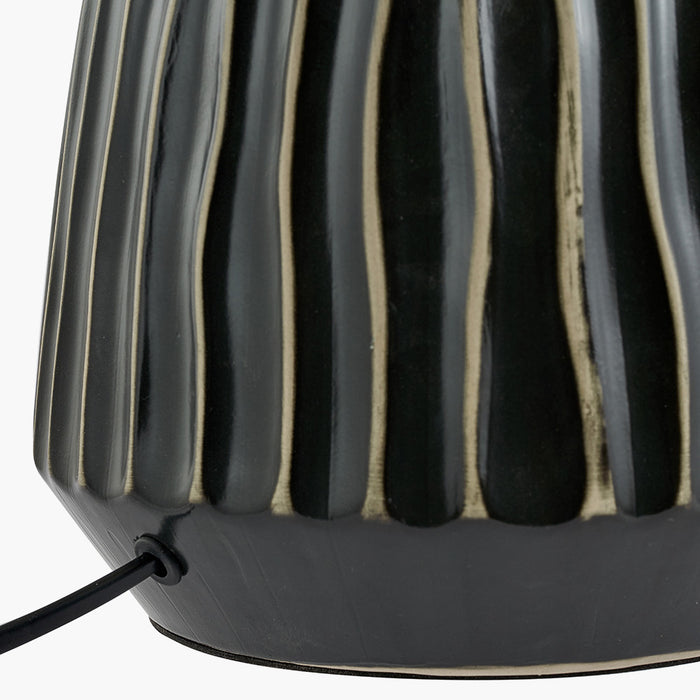 Artemis Black Textured Ceramic & Brushed Silver Table Lamp