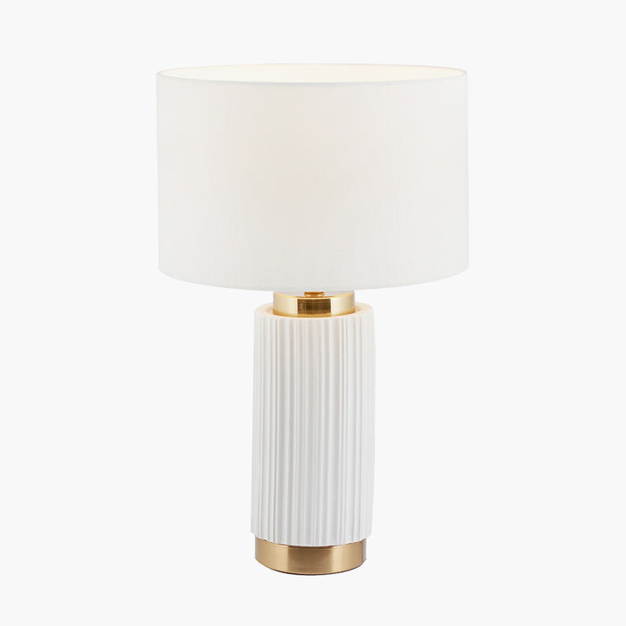 Ionic White Textured Ceramic and Gold Metal Table Lamp