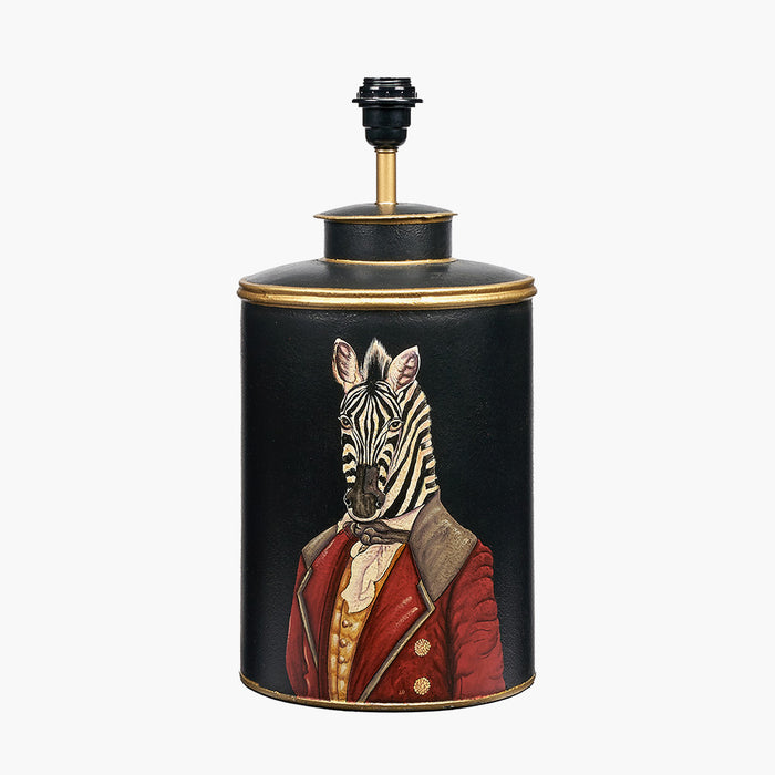 Zebra Black Hand Painted Metal Table Lamp Base