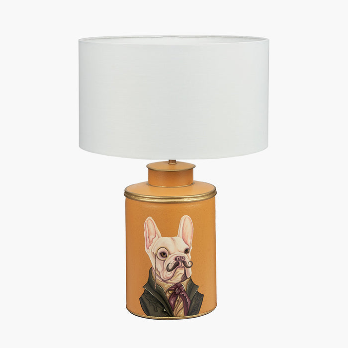 Boston Terrier Mustard Hand Painted Metal Table Lamp Base