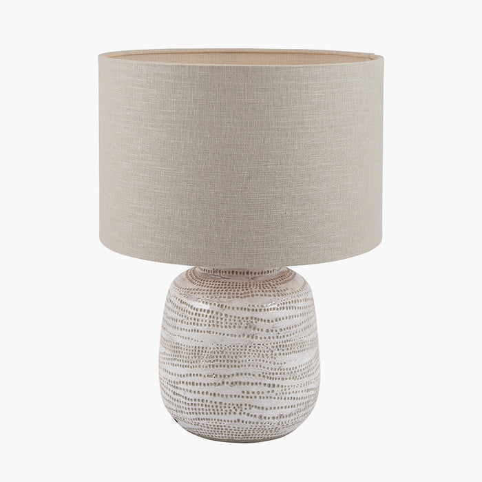 Alina White Dot Design Small Stoneware Table Lamp (Due Back In 01/05/24)