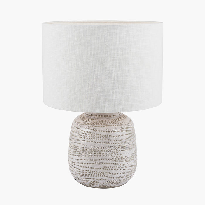Alina White Dot Design Small Stoneware Table Lamp (Due Back In 01/05/24)