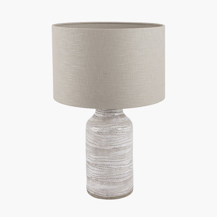 Alina White Dot Design Stoneware Table Lamp (Due Back In 02/05/24)