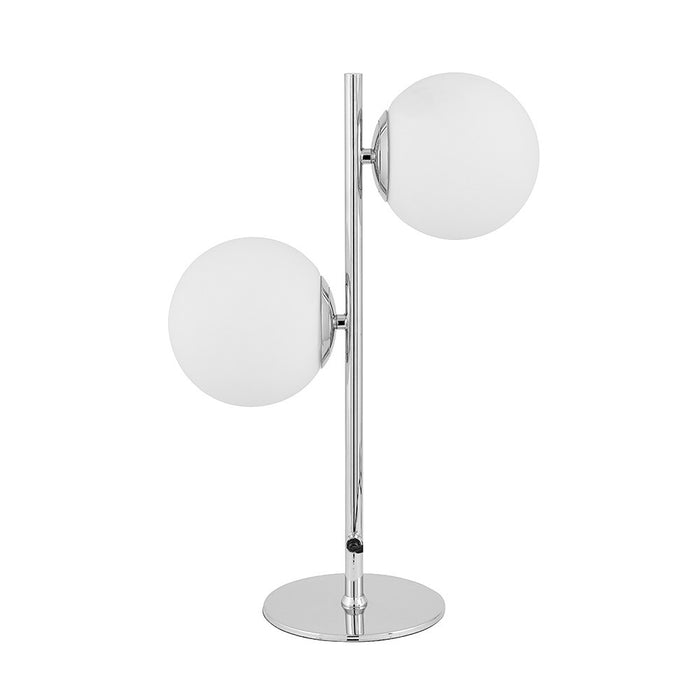 Asterope White Orb & Shiny Chrome Metal Table Lamp