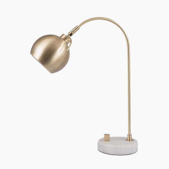 Feliciani Brushed Brass Metal & White Marble Task Lamp