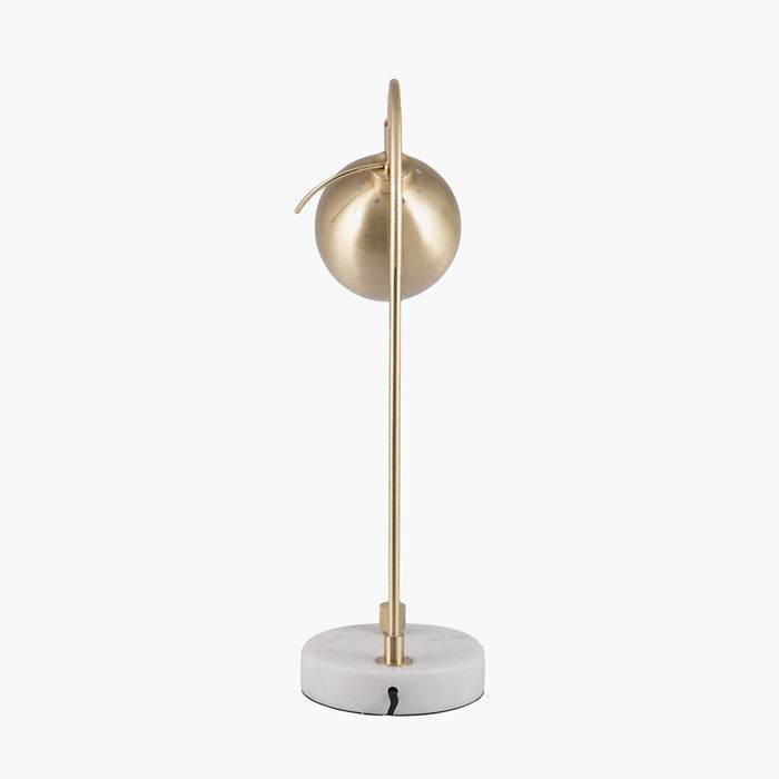 Feliciani Brushed Brass Metal & White Marble Task Lamp