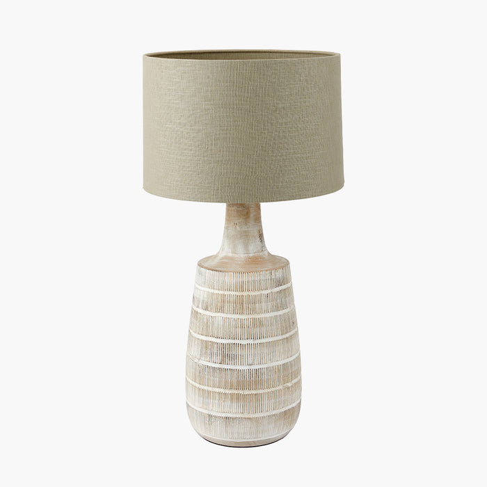 Dambula White Wash Wood Textured Tall Neck Table Lamp (Due Back In 05/05/24)