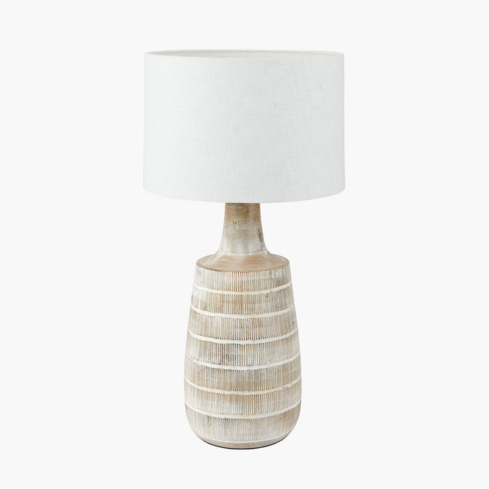 Dambula White Wash Wood Textured Tall Neck Table Lamp (Due Back In 05/05/24)