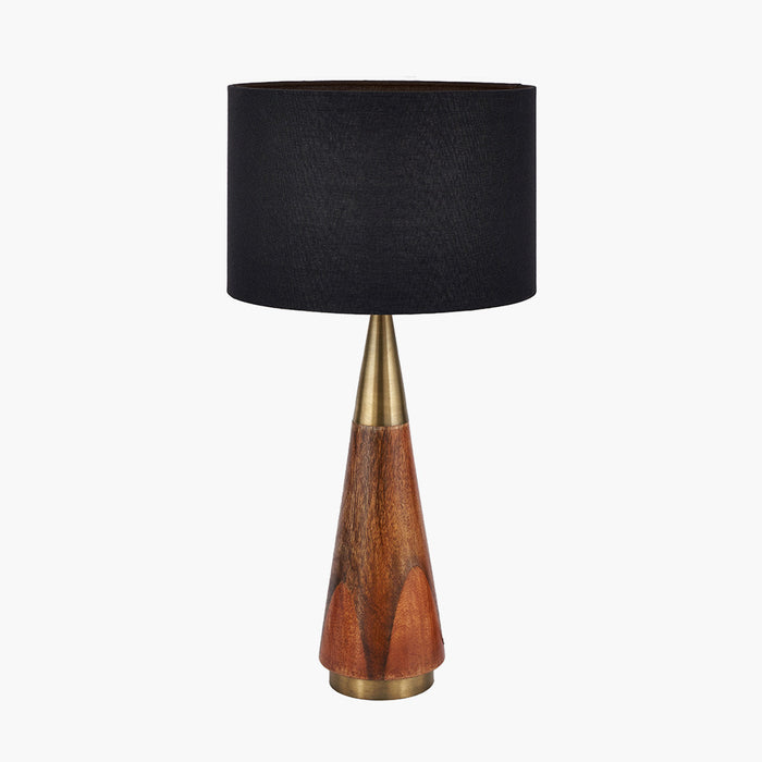 Allura Antique Brass & Dark Wood Table Lamp Base