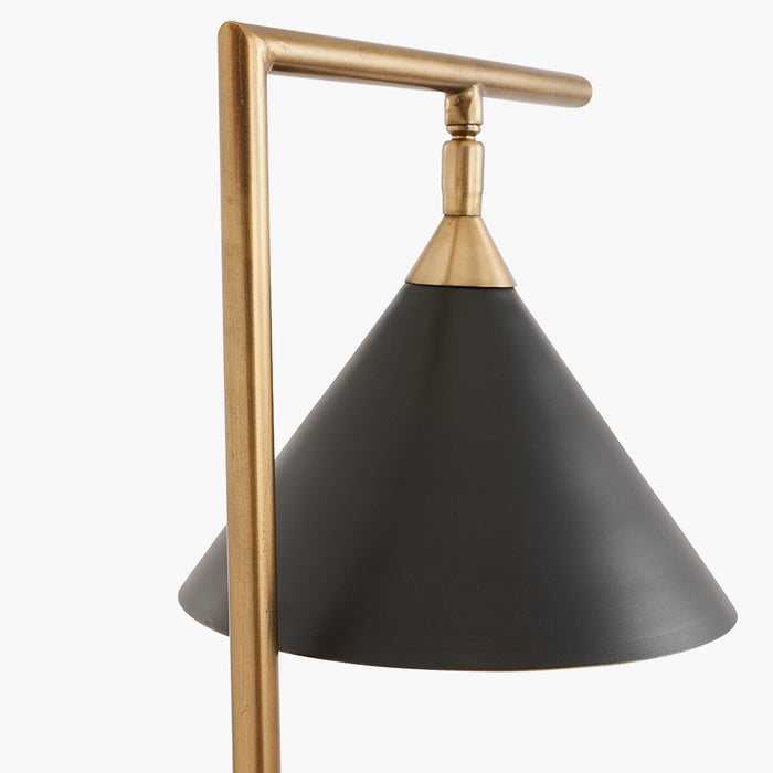 Zeta Matt Black & Antique Brass Table Lamp