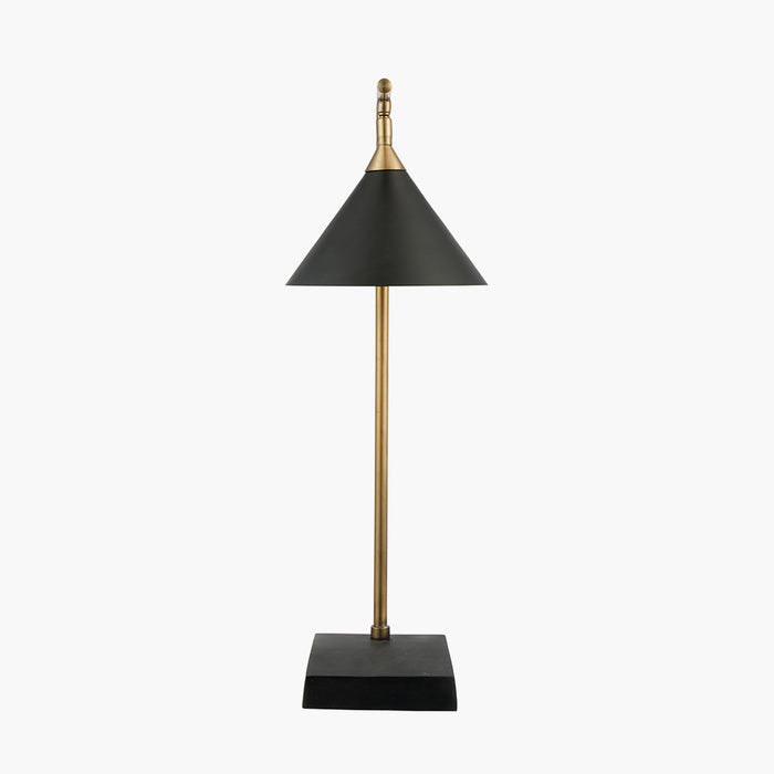 Zeta Matt Black & Antique Brass Table Lamp