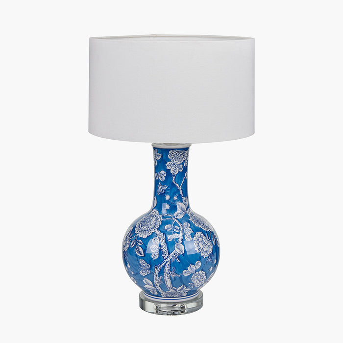 Altheda Table Lamp, Ceramic, Blue & White, Floral Design