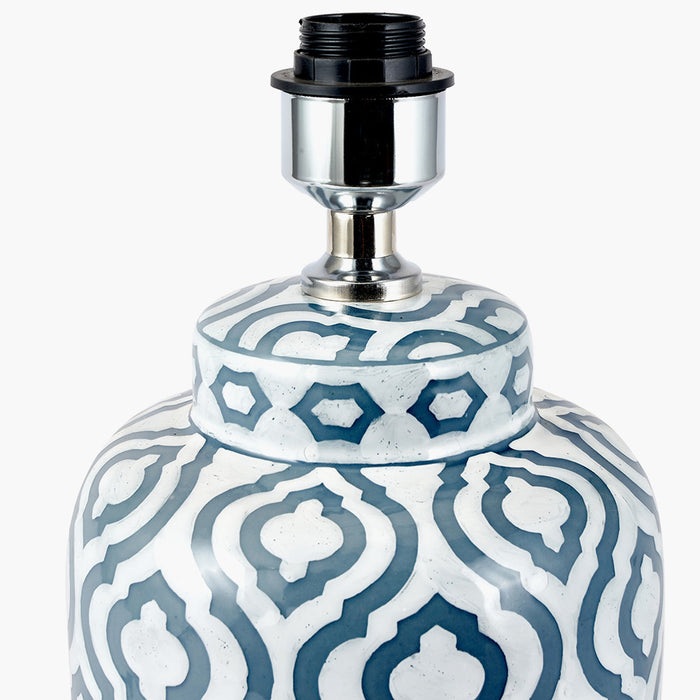 Celia Grey & White Pattern Ceramic Table Lamp ( Due Back In 05/08/24)